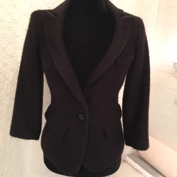 SMYTHE 3/4 sleeve black mohair blazer - Picture 1 of 4